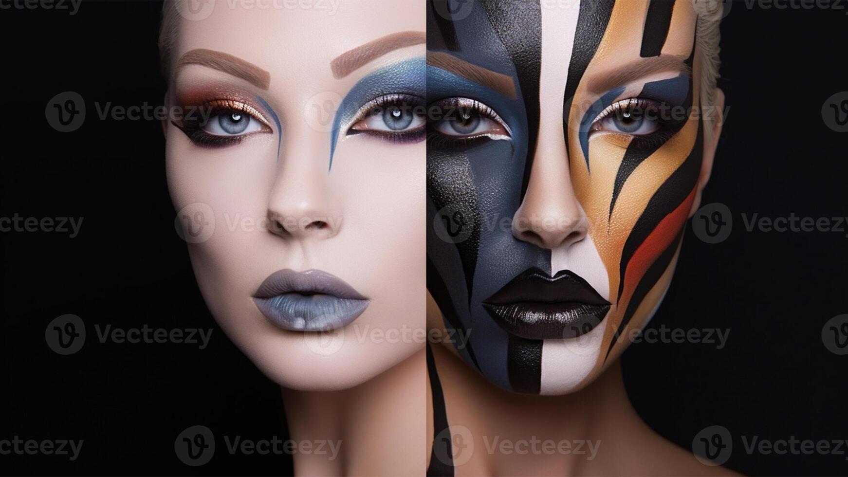 Photo applying tone to skin beautiful woman face hand of visagiste painting cosmetics beauty model girl make up