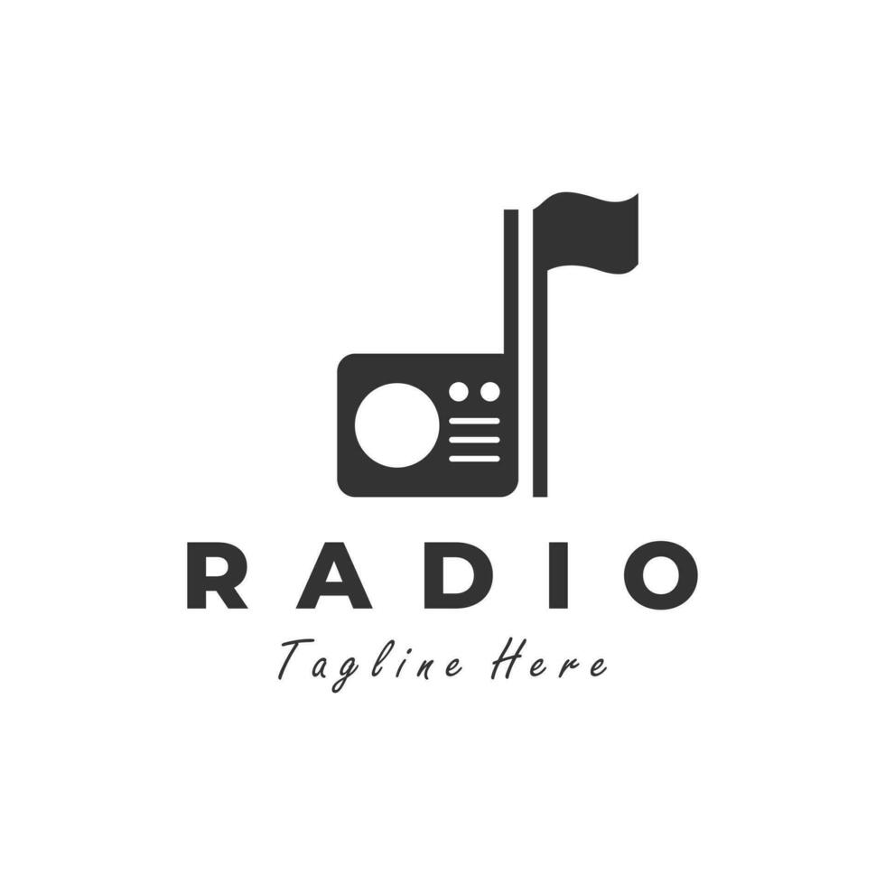 bandera radio vector ilustración logo diseño