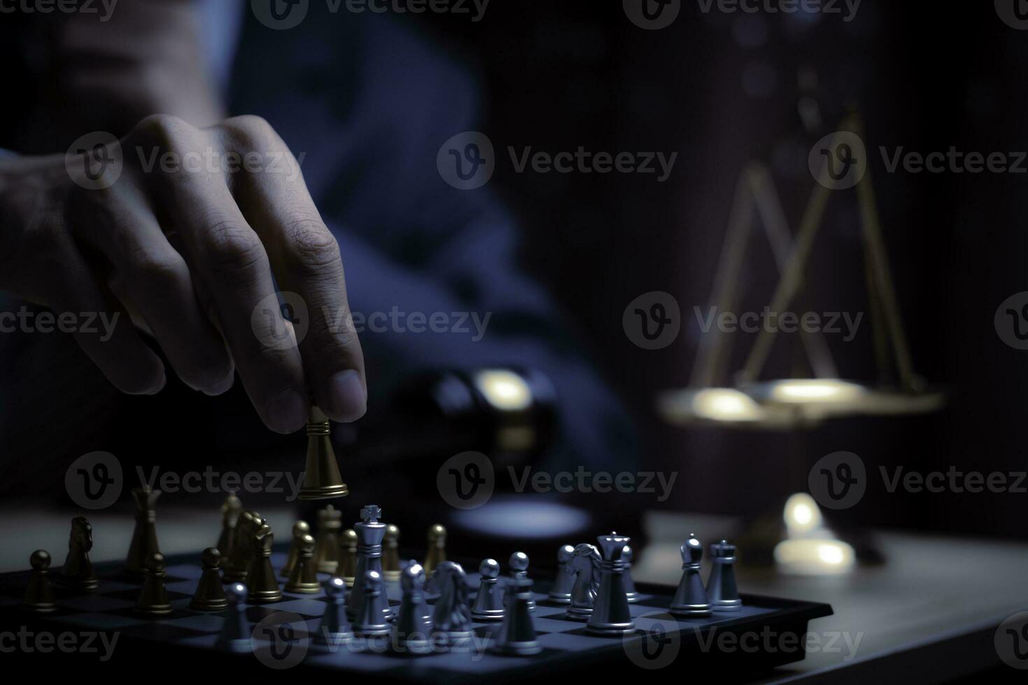 Businessman playing chess think problem solving. business competition planning teamwork,International chess, ideas and competition and strategy, business success concept,strategic concept. photo