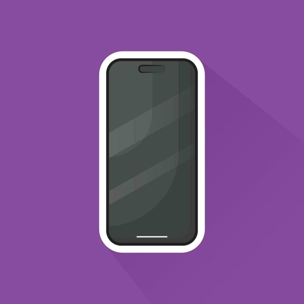 Illustration Vector of Purple Phone Front in Flat Design