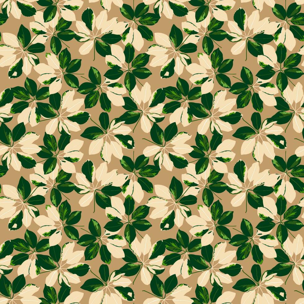 Seamless pattern with tropical leaves on soft brown background for decorative,fashion,fabric,textile,print or wallpaper vector