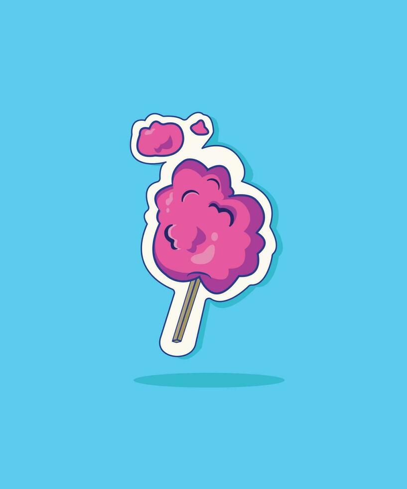 rosado dulce algodón caramelo vector ilustración aislado diseño con plano dibujos animados estilo