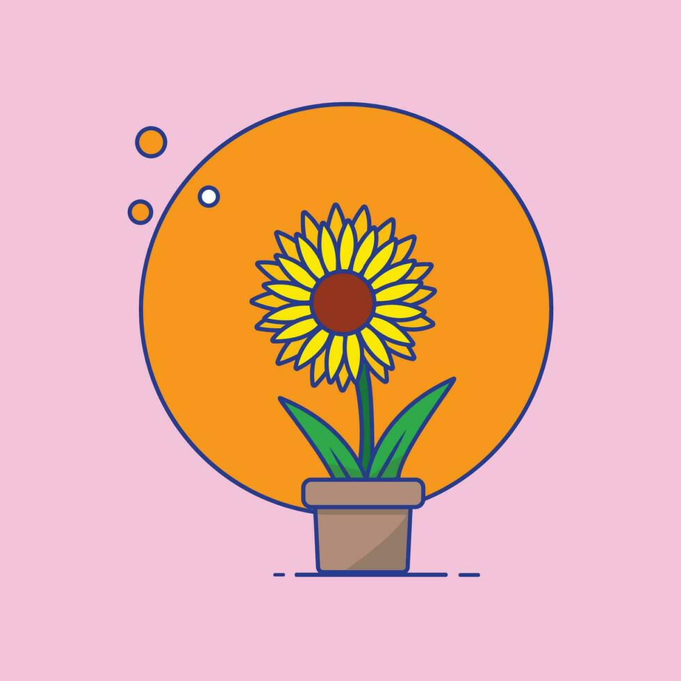 A Sunflower in a Pot Vector illustration