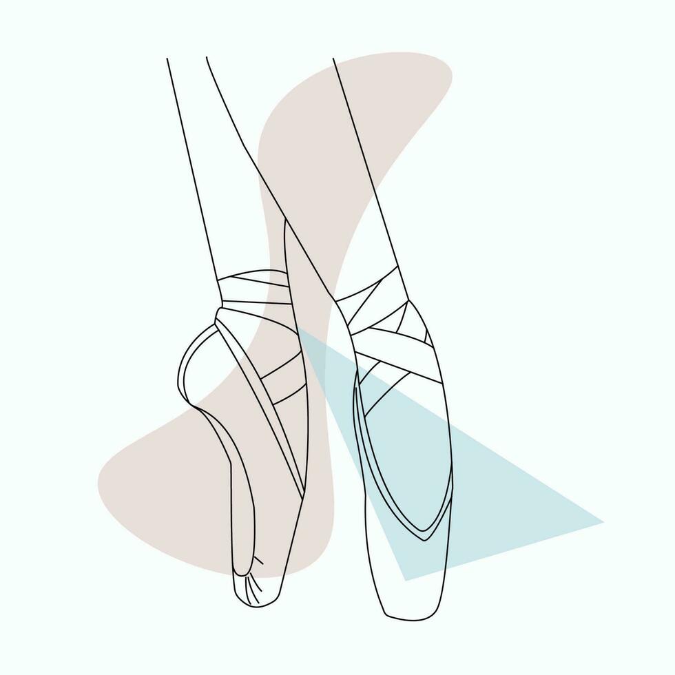 linear icon of pointe shoes with color spots for design, logo, stickers, applications, story design, covers, highlights, postcards, posters, badges vector