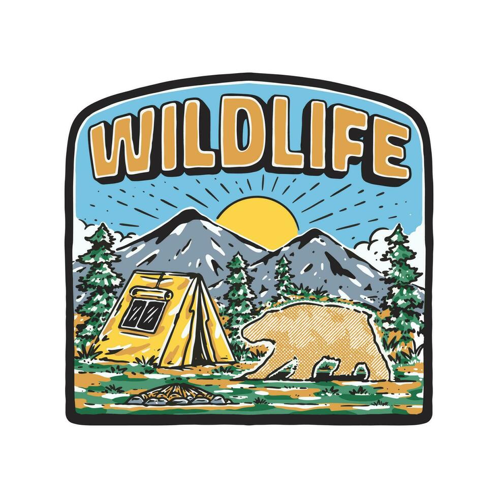 wild bear in nature illustration vector
