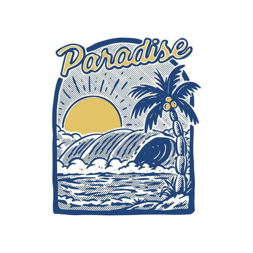 beach badge illustration vector