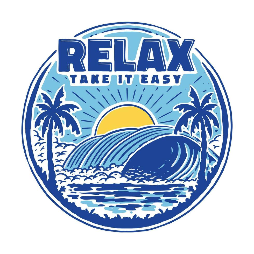 beach badge illustration vector
