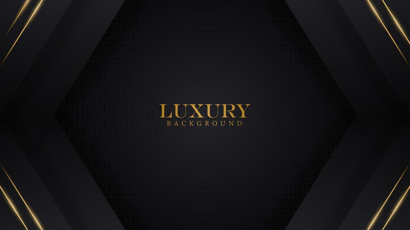 lujo resumen hexágono forma en negro antecedentes con oro línea y medios tonos lujo elegante tema diseño vector ilustración