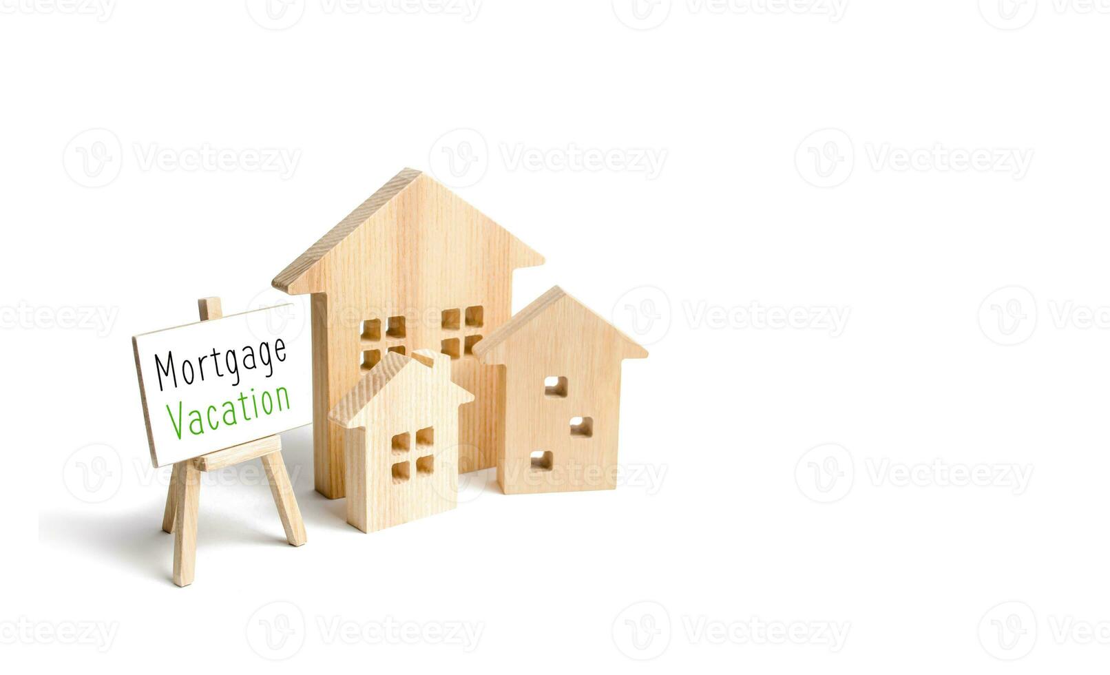 Residential houses and mortgage vacation easel. Save a positive credit history in monthly payments absence. Deferral of debt payments or payment in advance. Financial flexibility and security. photo