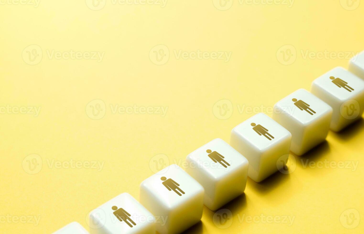 People symbols on blocks. Copy space. Human resources and work force. Staffing and recruiting candidates. photo