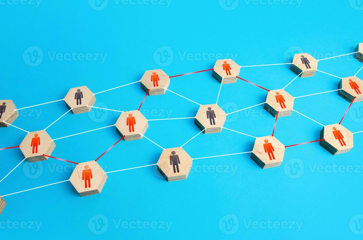 Communication through a chain of people. Cocenpt for the transmission of information. Involvement and interaction of people. Cooperation for solving tasks. Networking. Assistance and collaboration. photo