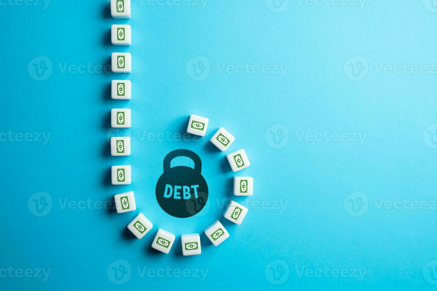 Large debt requires high servicing costs and complicates a dire financial situation. Lending, loans and mortgages. Bad financial decisions. photo