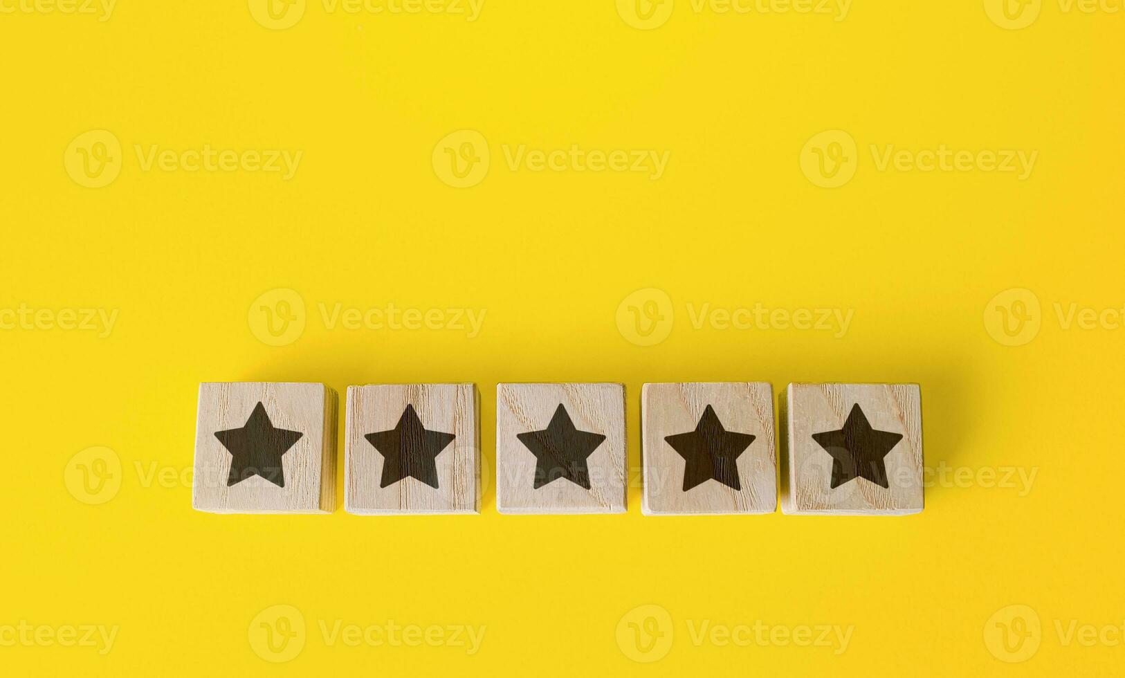 5 star rating blocks. Assessment of quality and service. Popularity. Reputation, feedback. Inspection, review. Shopping guide. Evaluation of shops, restaurants, hotels and other places. photo