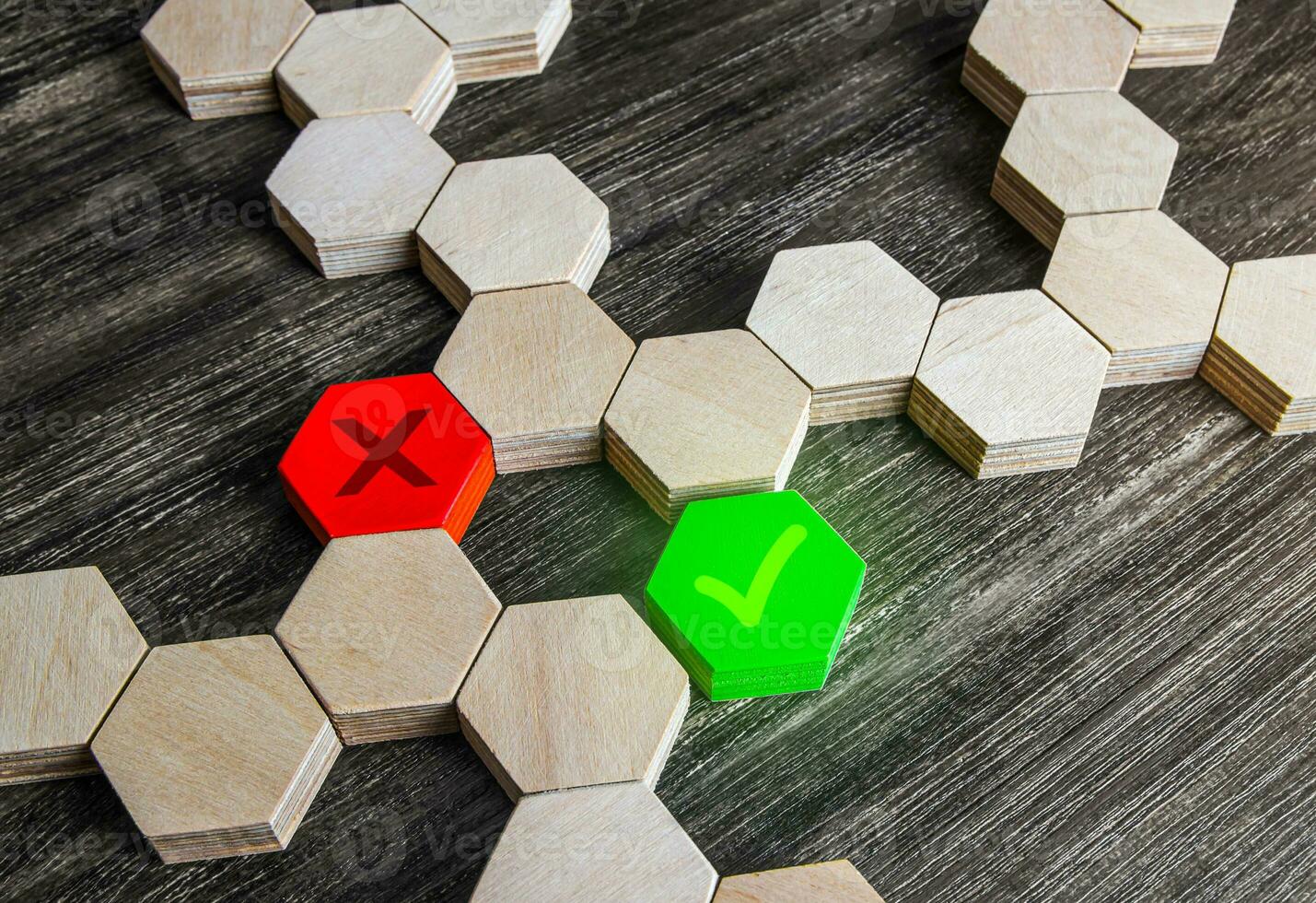 Make the right decision. Selecting the correct option, answering the question. Paving road to success. Progress and exploration. Passage variability. Planning and analytics. New discoveries. photo