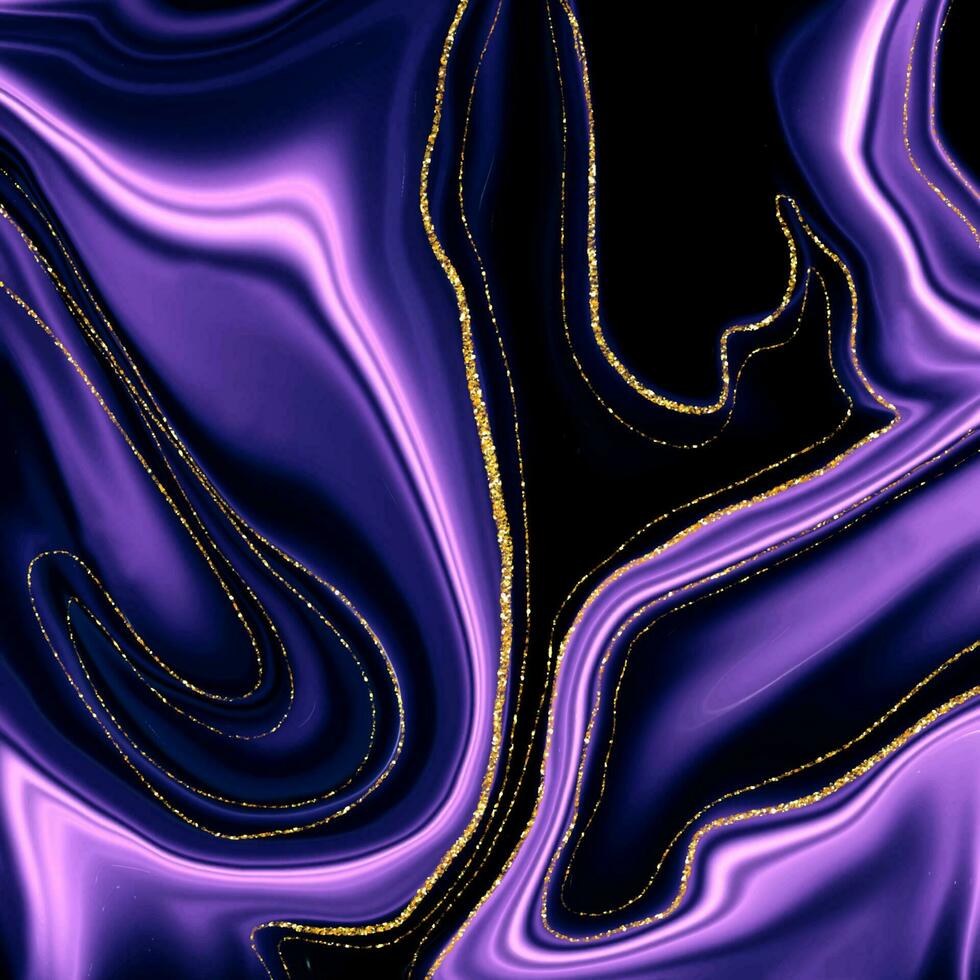 elegant swirl background in purple and black with gold glitter vector