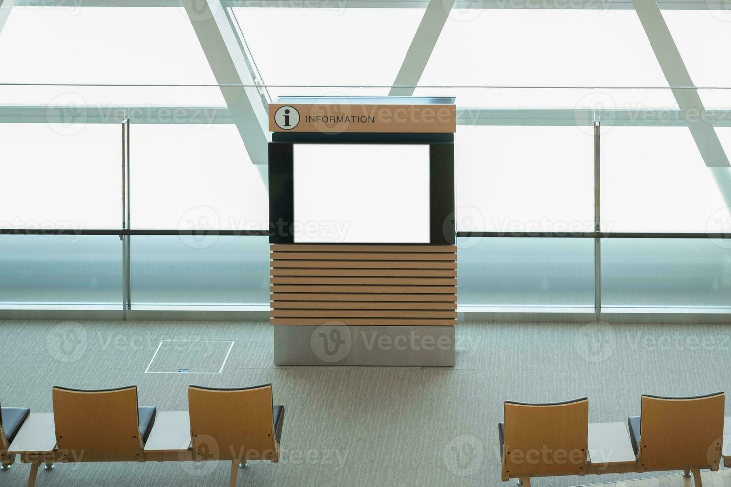 Blank billboard in airport, public transportation concept, blank billboard photo