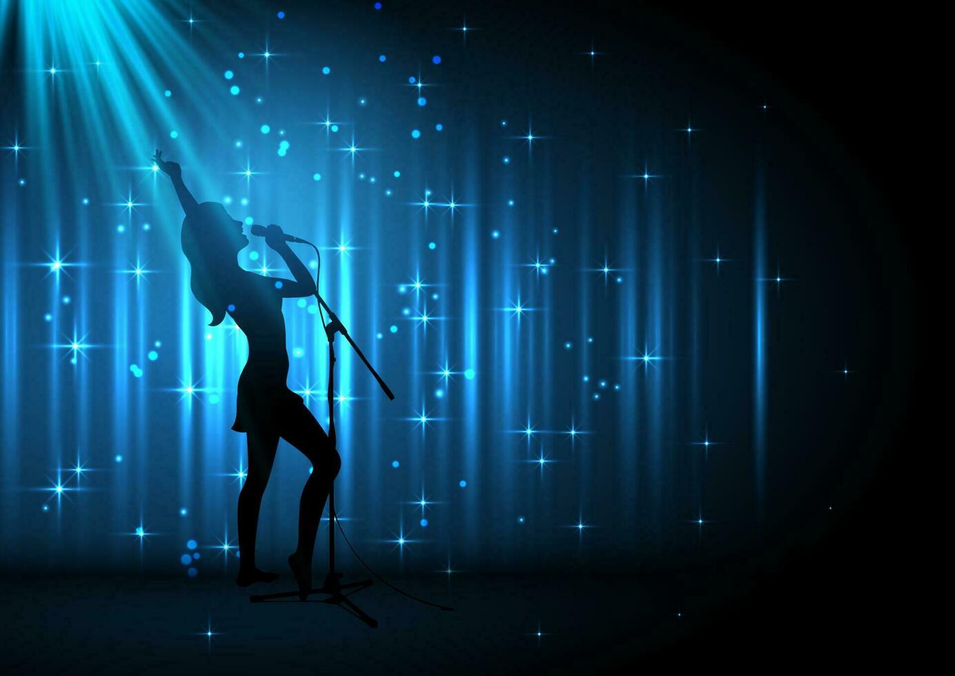 female singer on a starry background vector