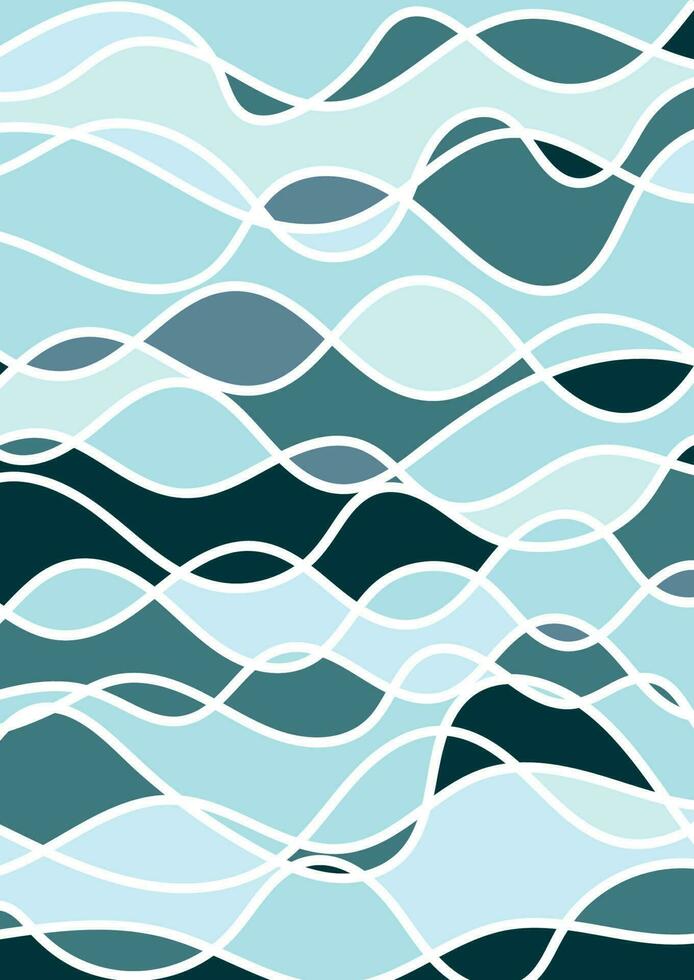 abstract ocean coloured wall art design vector