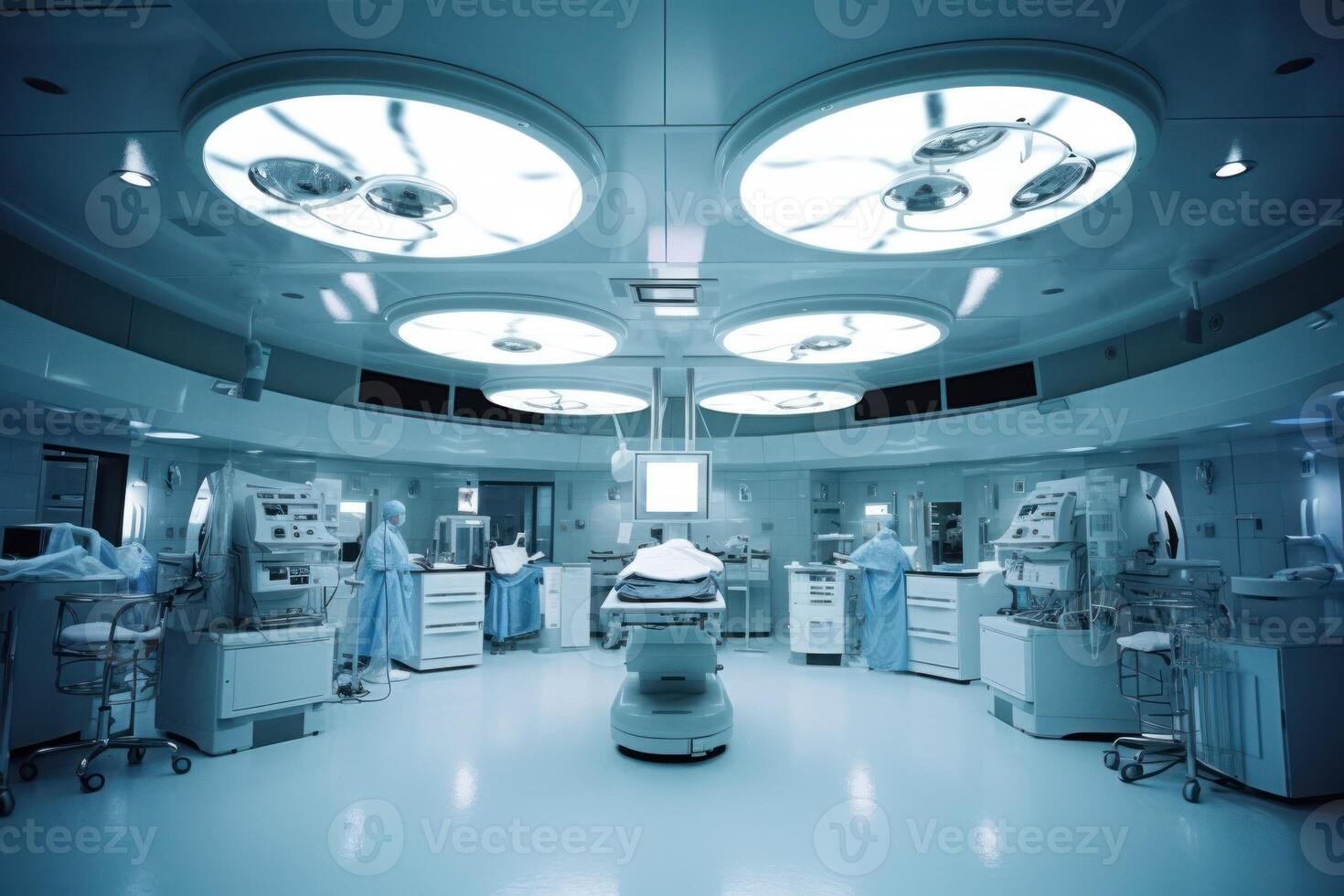Ceiling of an operating room with medical lighting vision background photo