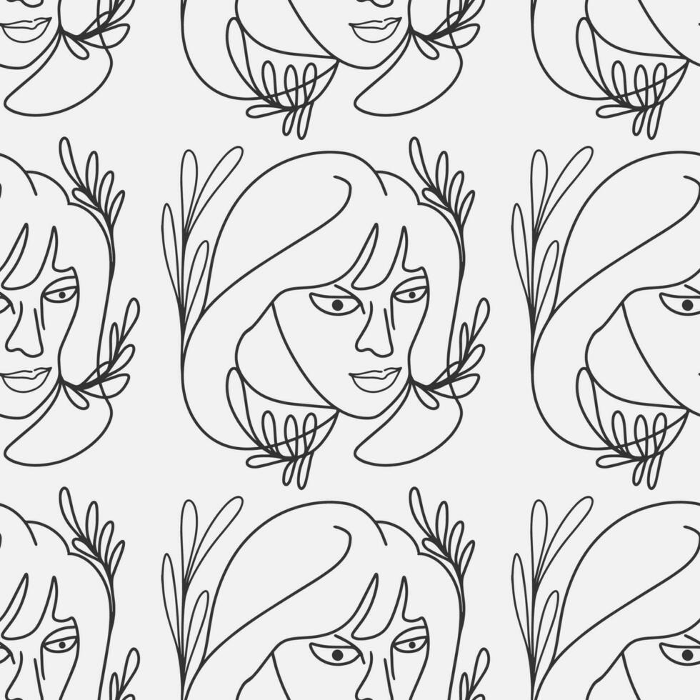 mujer resumen silueta vector manojo. maravilloso dibujado a mano minimalista resumen diseños de caras, manos, y formas