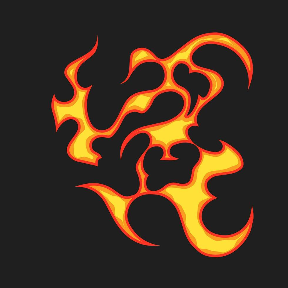 Popular Fire Element Vector Cartoon. Old school seamless pattern.