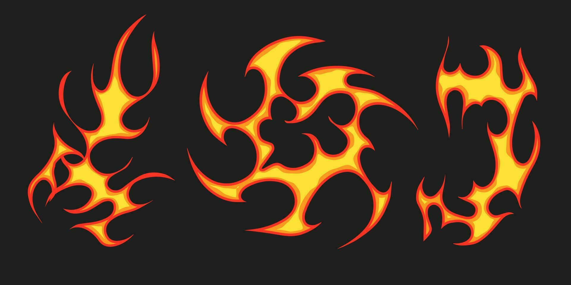 Uniqe and Popular Fire Element Vector Cartoon 2023. Old school seamless pattern for clothing.