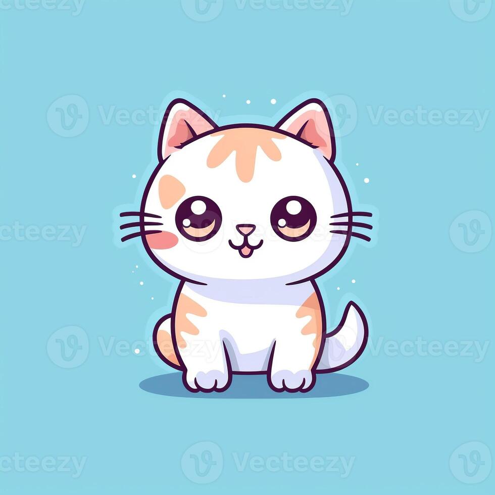 Aesthetics kawaii style cat white outline dense color photo