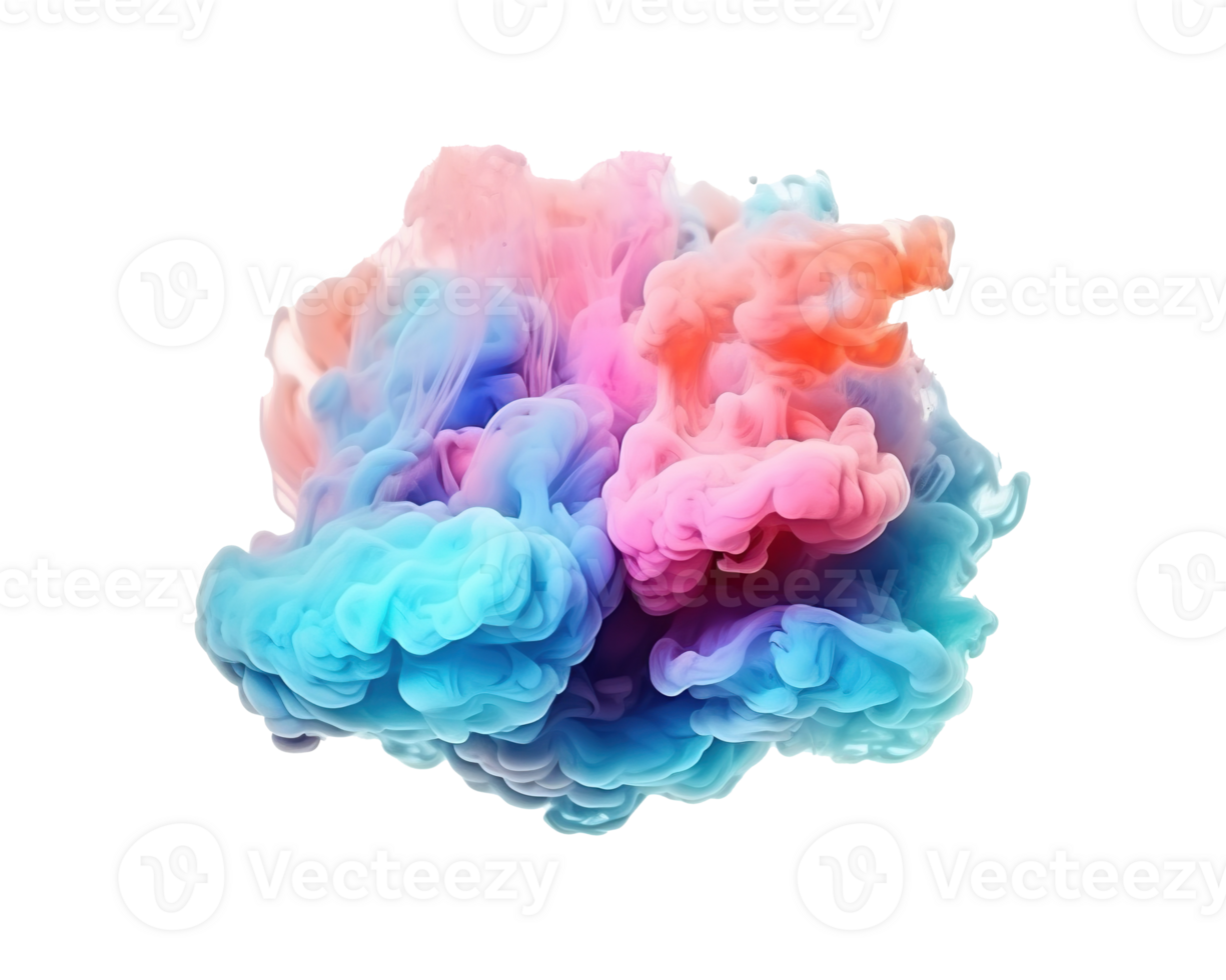 Abstract colorful pastel color cloud on transparent background. Colorful Ink Diffusion in Water. png
