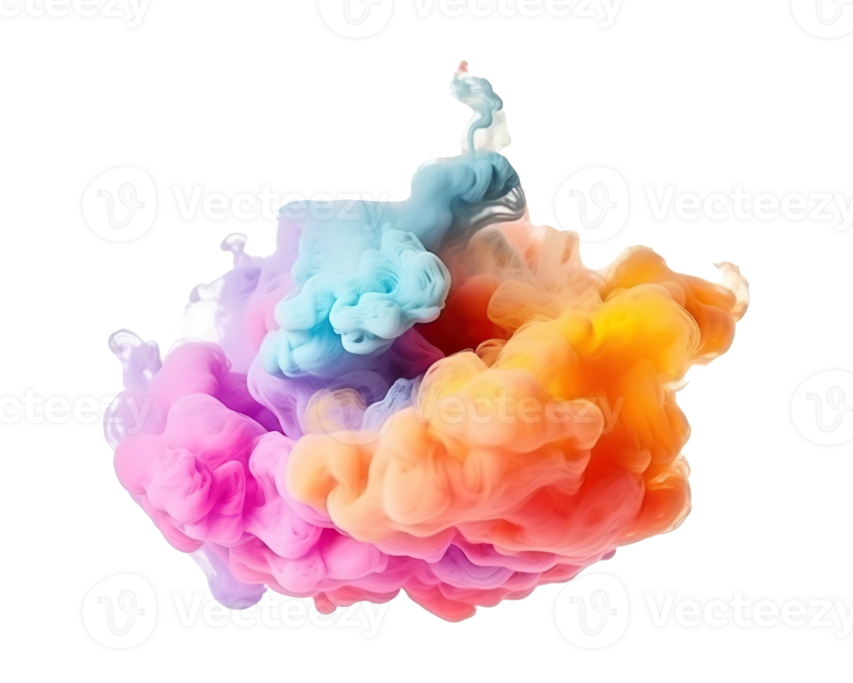 Abstract colorful pastel color cloud on transparent background. Colorful Ink Diffusion in Water. png