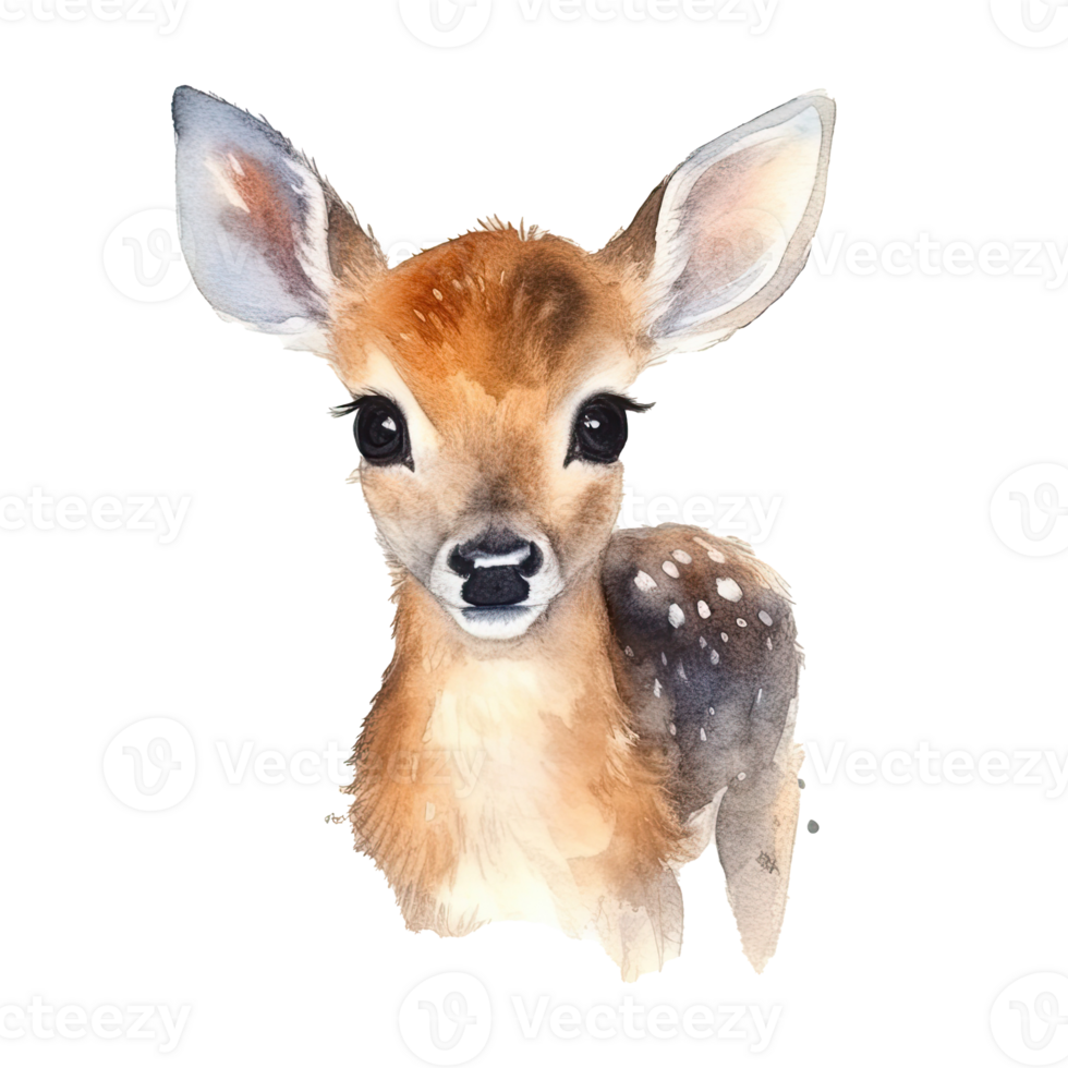 Watercolor little deer isolated on transparent background. png
