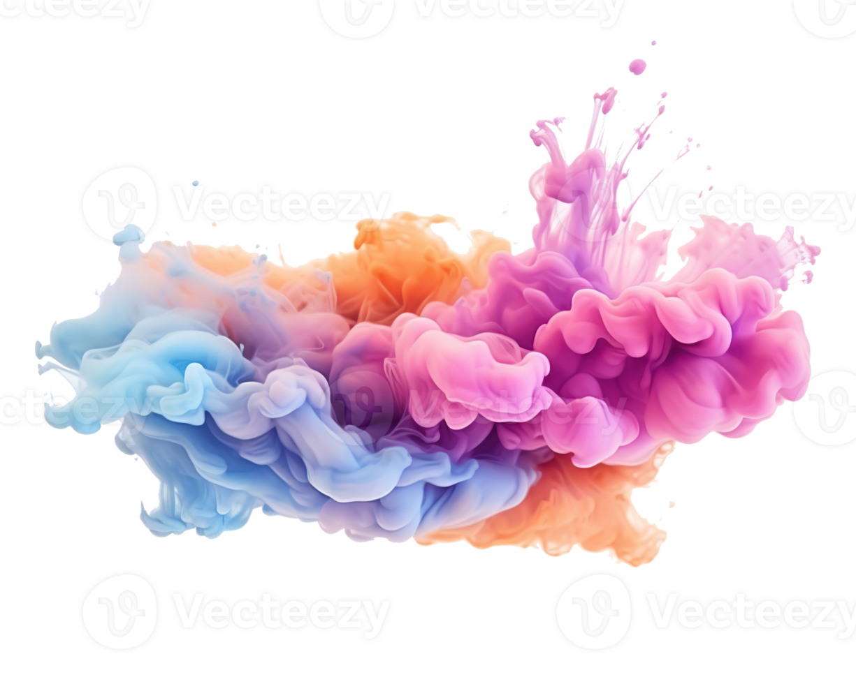 Abstract colorful pastel color cloud on transparent background. Colorful Ink Diffusion in Water. png