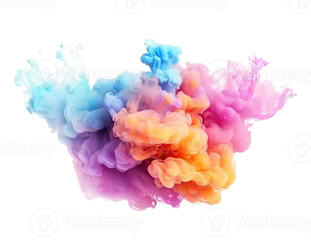 Abstract colorful pastel color cloud on transparent background. Colorful Ink Diffusion in Water. png