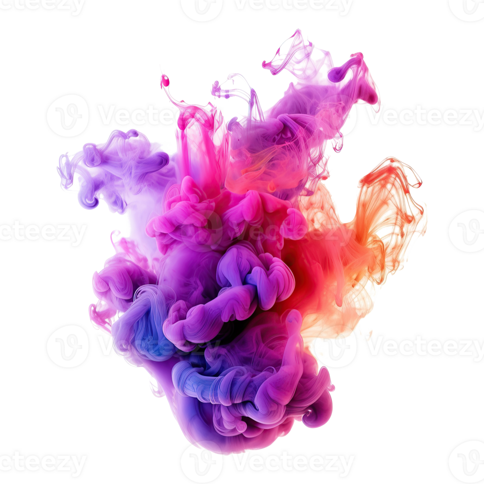 Abstract colorful pastel color cloud on transparent background. Colorful Ink Diffusion in Water. png