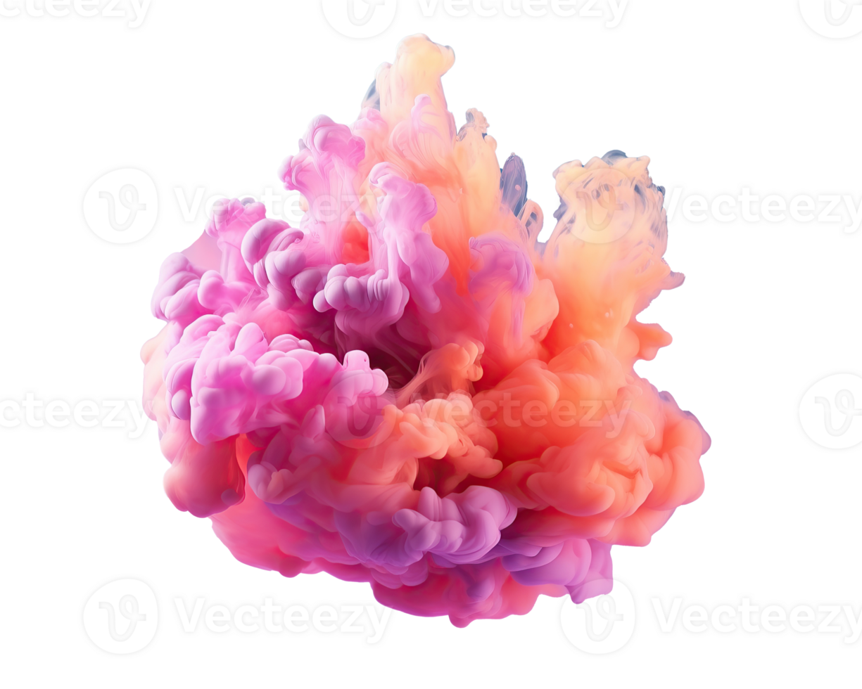 Abstract colorful pastel color cloud on transparent background. Colorful Ink Diffusion in Water. png