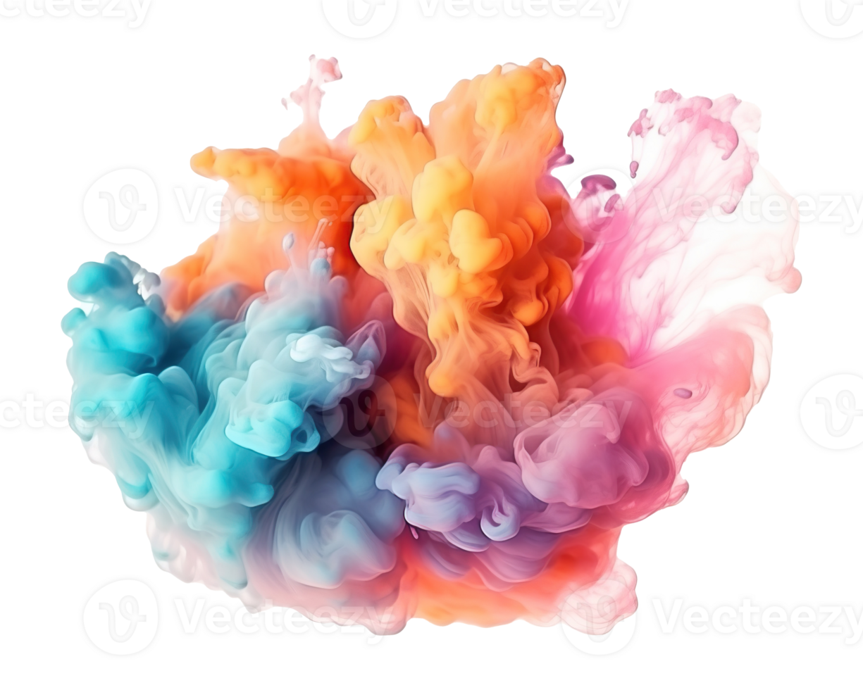 Abstract colorful pastel color cloud on transparent background. Colorful Ink Diffusion in Water. png