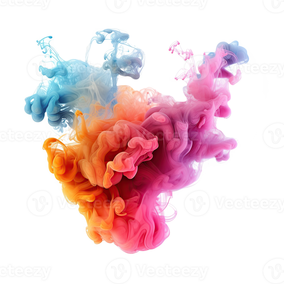 Abstract colorful pastel color cloud on transparent background. Colorful Ink Diffusion in Water. png