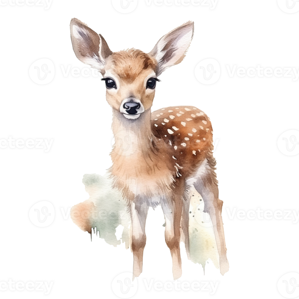 Watercolor little deer isolated on transparent background. png