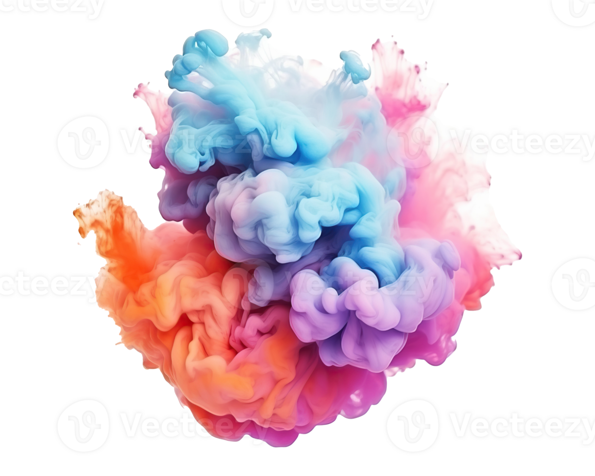 Abstract colorful pastel color cloud on transparent background. Colorful Ink Diffusion in Water. png