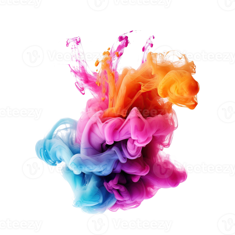 Abstract colorful pastel color cloud on transparent background. Colorful Ink Diffusion in Water. png