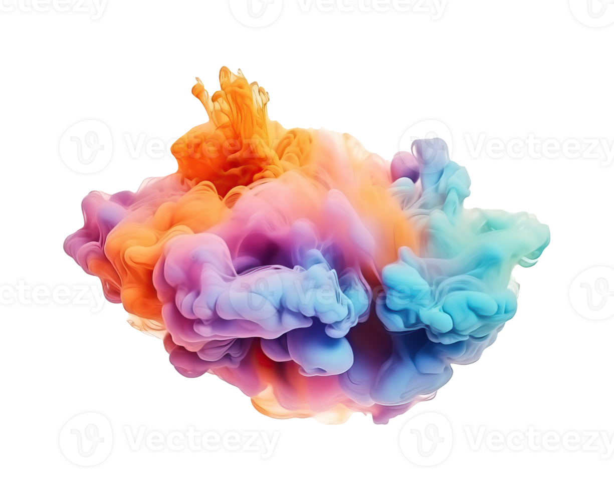 Abstract colorful pastel color cloud on transparent background. Colorful Ink Diffusion in Water. png