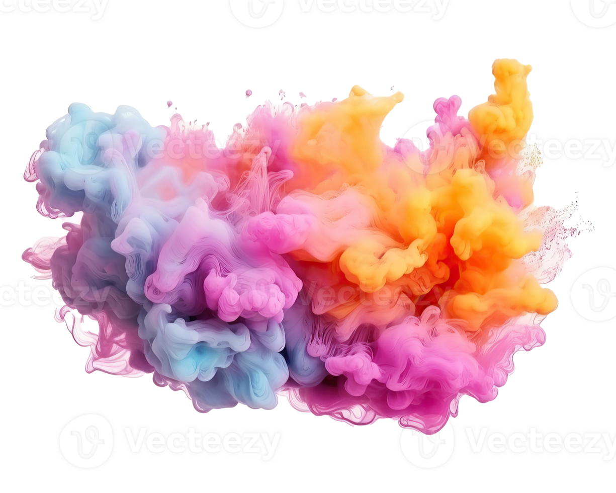 Abstract colorful pastel color cloud on transparent background. Colorful Ink Diffusion in Water. png