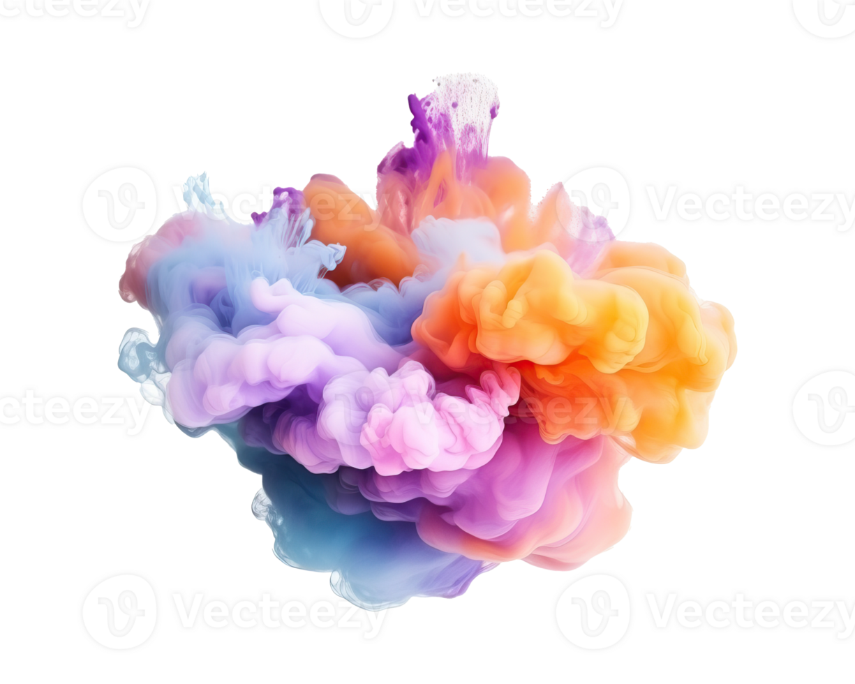 Abstract colorful pastel color cloud on transparent background. Colorful Ink Diffusion in Water. png