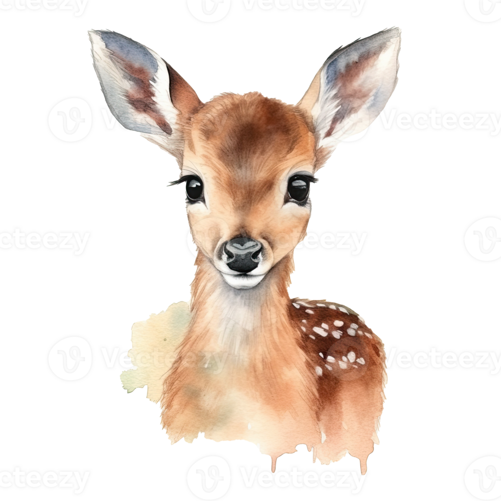 Watercolor little deer isolated on transparent background. png