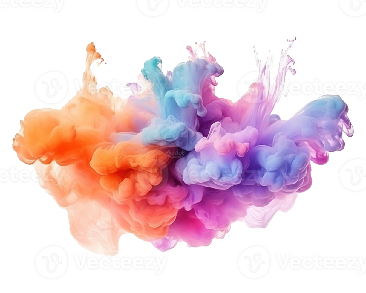Abstract colorful pastel color cloud on transparent background. Colorful Ink Diffusion in Water. png