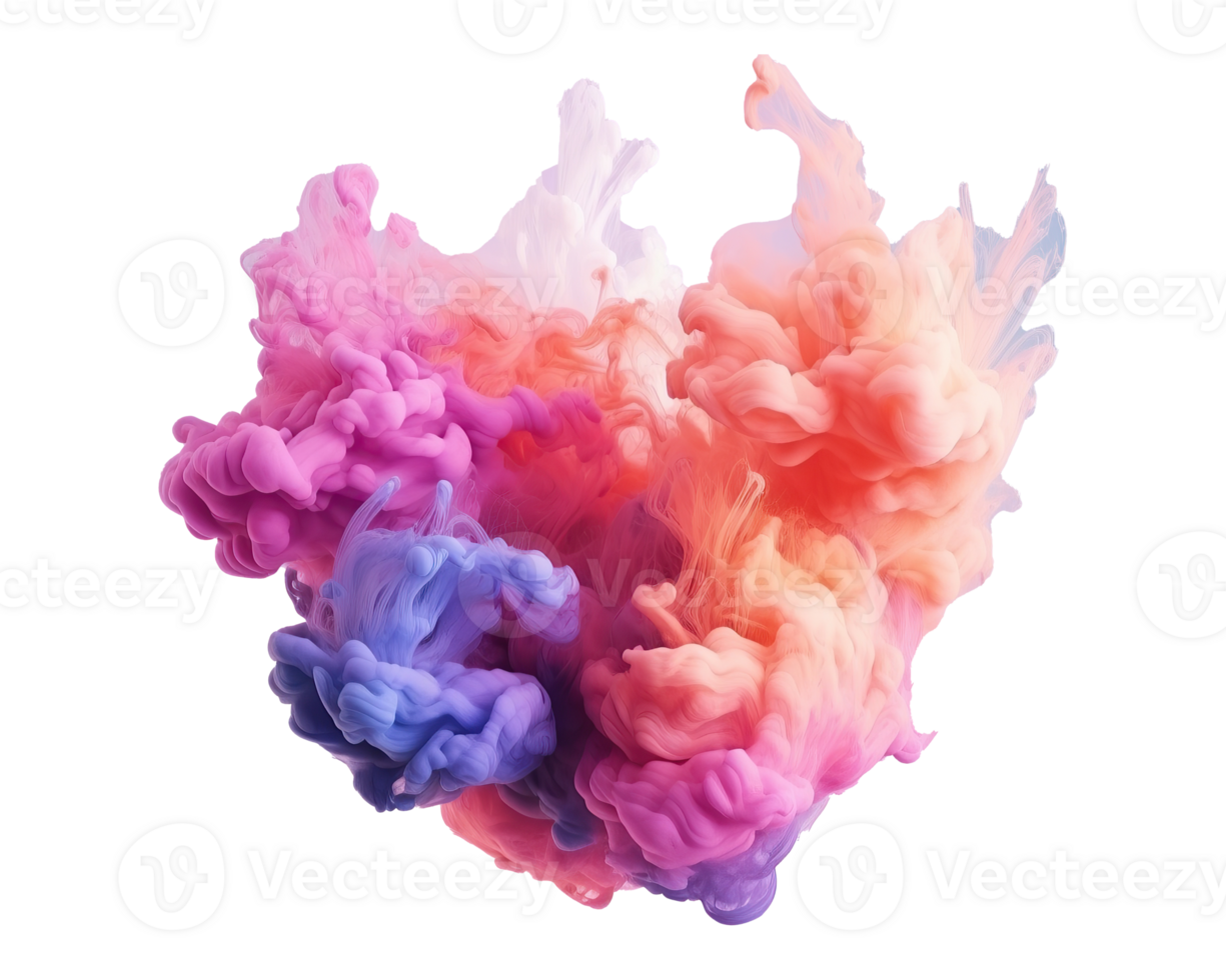 Abstract colorful pastel color cloud on transparent background. Colorful Ink Diffusion in Water. png
