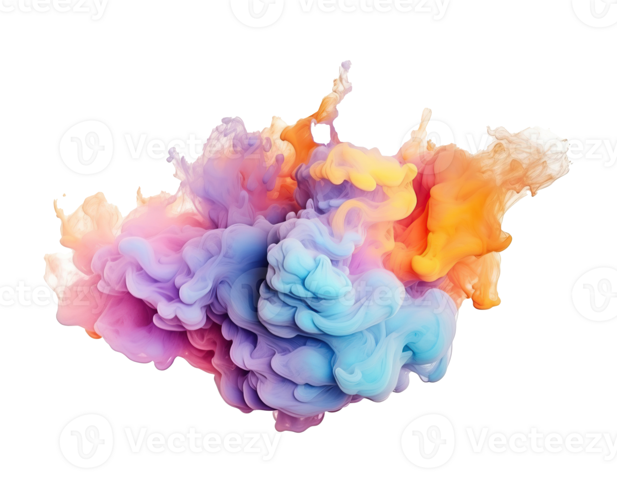 Abstract colorful pastel color cloud on transparent background. Colorful Ink Diffusion in Water. png