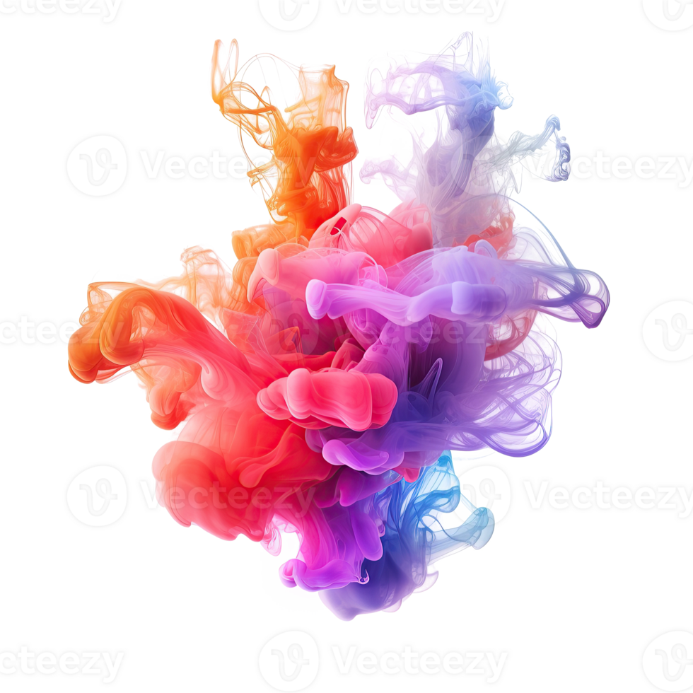 Abstract colorful pastel color cloud on transparent background. Colorful Ink Diffusion in Water. png