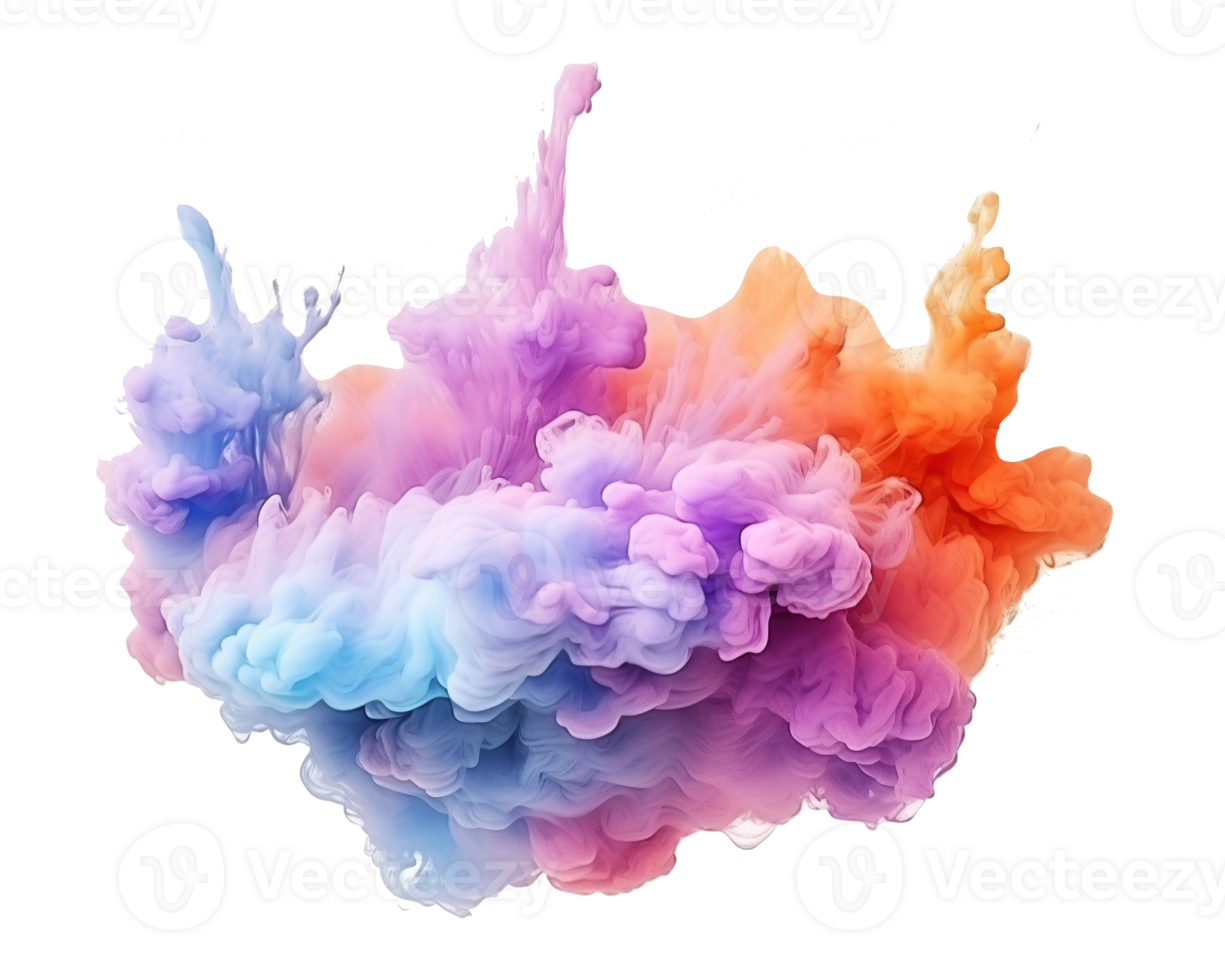 Abstract colorful pastel color cloud on transparent background. Colorful Ink Diffusion in Water. png