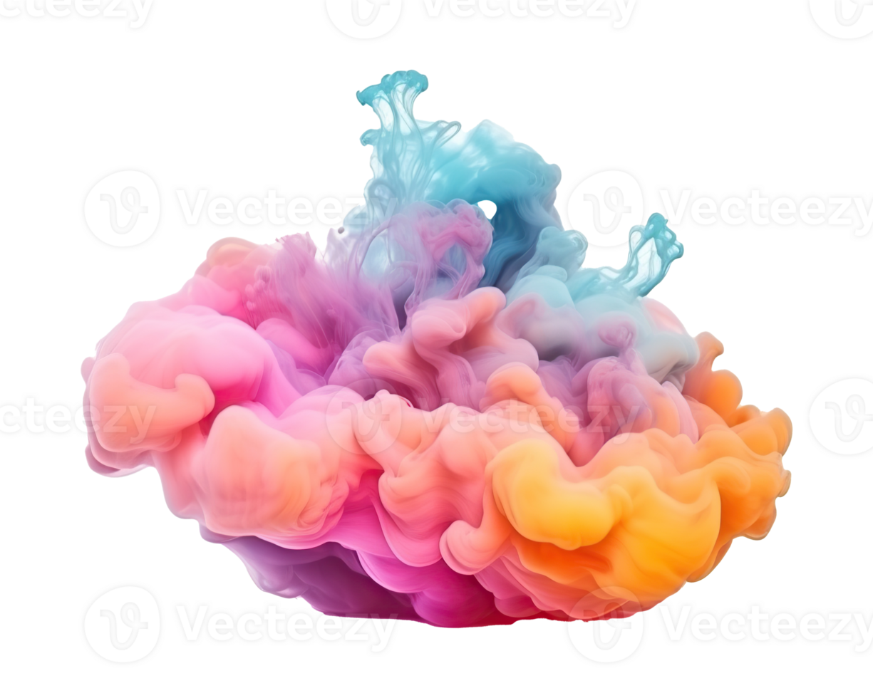 Abstract colorful pastel color cloud on transparent background. Colorful Ink Diffusion in Water. png