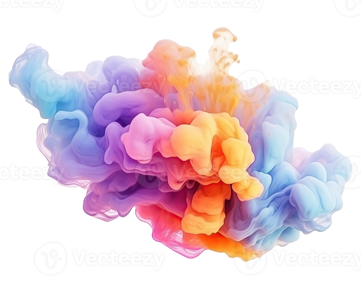 Abstract colorful pastel color cloud on transparent background. Colorful Ink Diffusion in Water. png